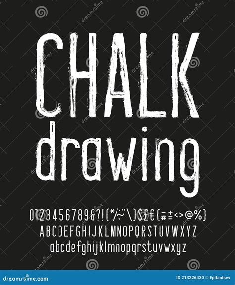 Chalk Drawing Alphabet Font Hand Drawn Narrow Uppercase And Lowercase