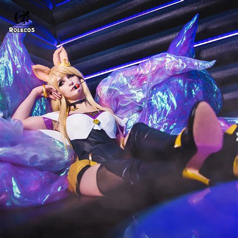 Rolecos Costumes De Jeu Lol Cosplay Robe Sexy De Groupe Kda Ahri Pour