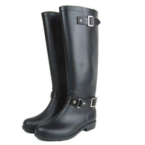 Knee High Wellies Rain Boots With Zipper Woman Galoshes Outdoor Rubber Water Shoes Female