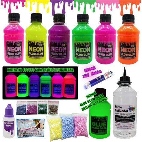 Kit Para Fazer Slimes Colas Neon E Luz Negra Submarino