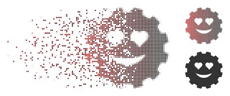 Dispersed Pixel Halftone Love Smiley Gear Icon Stock Vector