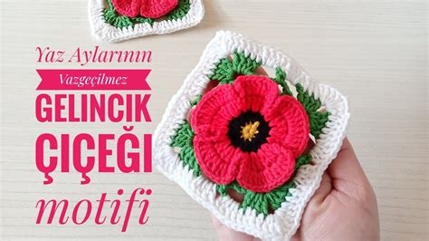 Muhteşem Gelincik çiçeği motif yapımı kolay tığ işi motif motif