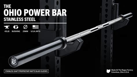 Rogue 45lb Ohio Power Bar Stainless Black Rogue Fitness