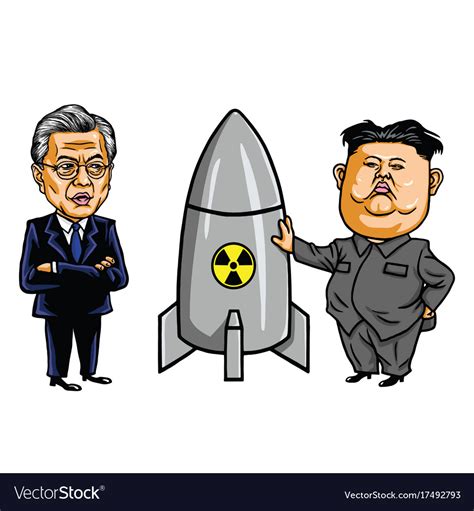 Kim jong un vs moon jae in cartoon Royalty Free Vector Image