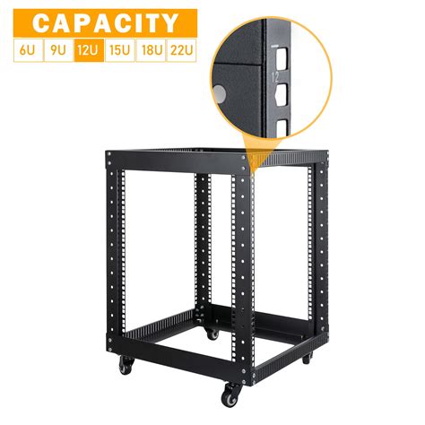 Oceanhug 12u Server Rack Open Frame With Casters 4 Post 19 Inch Data