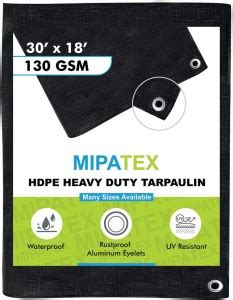 Mipatex Tarpaulin Sheet Waterproof Tirpal Heavy Duty 30ft X 18ft Tent