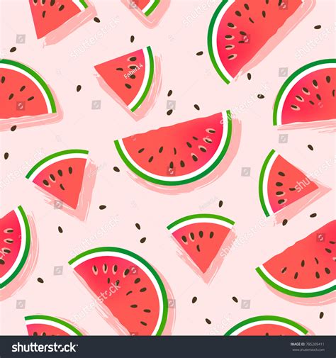 Watermelon Slices Vector Pattern Stock Vector Royalty Free 785209411