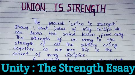 Union Is Strength Essay In English Paragraph On Union Is Strength