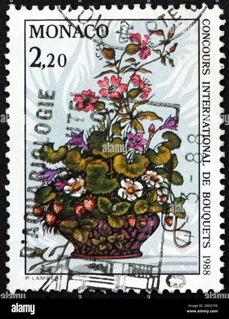 Monaco Circa A Stamp Printed In Monaco Shows Ikebana