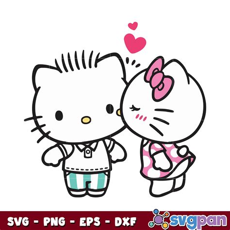 Hello kitty and dear daniel kiss svg, love hello kitty couple svg – svgpan