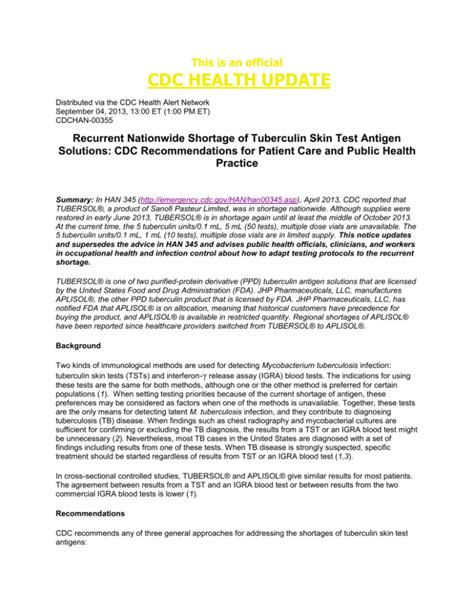 Nationwide Shortage Of Tuberculin Skin Test Antigens Cdc Hot Sex Picture