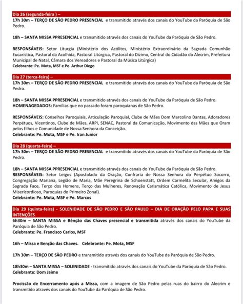Horário Do Alecrim São Pedro - A Programação Oficial da 104ª Festa de São Pedro Apóstolo do Alecrim ...