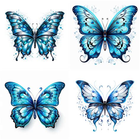 Realistic Blue Butterfly Tattoo Design PNG Black and Blue Butterfly ...