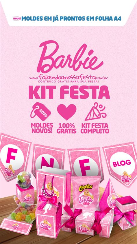 The Packaging Design For Barbie S Kit Festa Is Shown In Pink And White