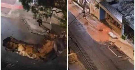 V Deo Rompimento De Adutora Abre Cratera Em Rua De Belo Horizonte