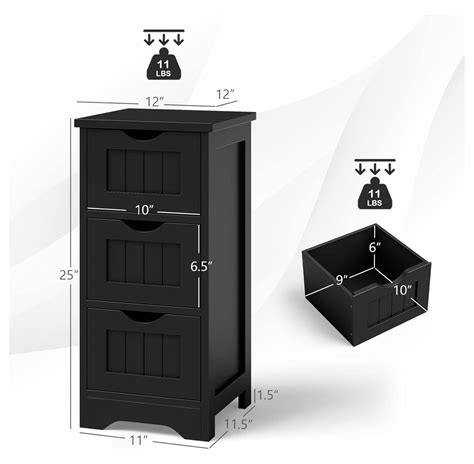 Bathroom Floor Cabinet Freestanding Storage Cabinet W 3 Drawers And Anti Toppling Device Small