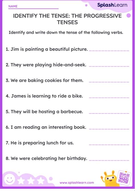 Identify The Tense The Progressive Tenses — Printable Ela Worksheet Worksheets Library