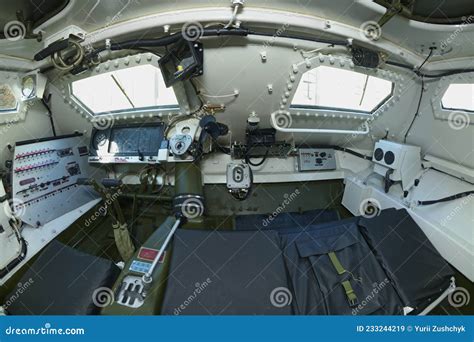 Interior of a New Armoured Personnel Carrier Seats, Wheel, Dashboard Stock Image - Image of ...