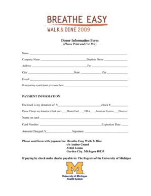 Fillable Online Cancer Med Umich Donor Form University Of Michigan