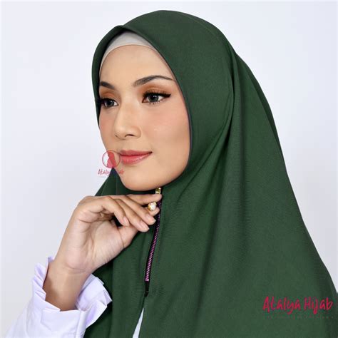 Jual Jilbab Hijab Pashmina Segitiga Zipper Cutting Laser Kombinasu