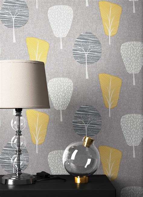 Papiertapete Grau Retro B Ume Floral Newroom Paper Lamp