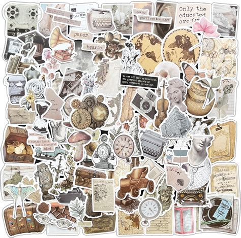 100 Pcs Vintage Stickers Vintage Aesthetic Stickers Cute Retro