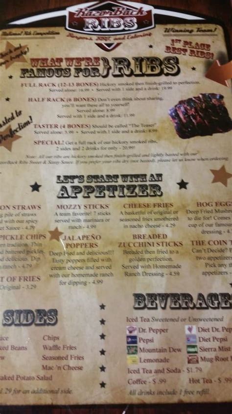 Menu At Carolyns Razorback Ribs Bbq Yellville