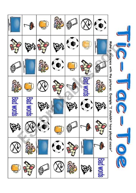 Tic Tac Toe Esl Worksheet By Dancrazy