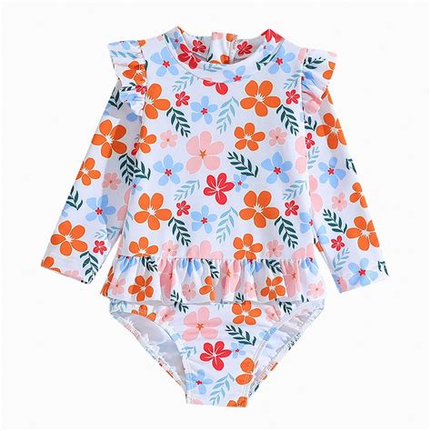 Gubotare Girls Swimsuit Infant Baby Girl Swimsuit One-Piece Long Sleeve