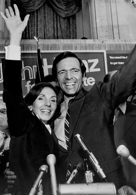 John Heinz and Teresa Heinz wave victoriously to supporters