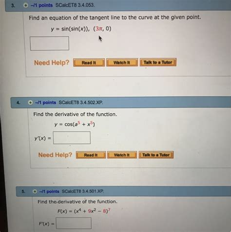 Solved Points Scalcet Find An Equation Of The Chegg