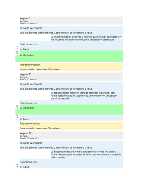 Examen Desarrollo Sustentable Pregunta Correcta Punt A Sobre