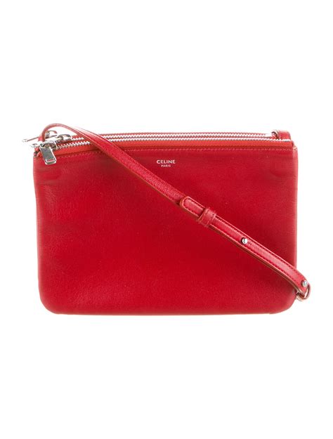 Celine Small Trio Bag Red Crossbody Bags Handbags Cel248653 The Realreal