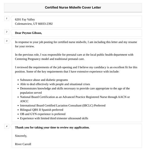 Certified Nurse Midwife Cover Letter Velvet Jobs