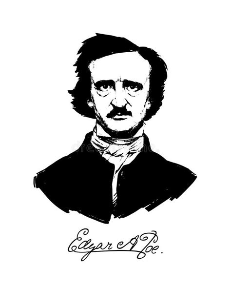 Portret Portretowy Edgar Allan Poe Vector Obraz Stock Editorial