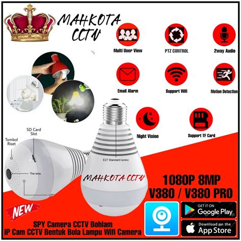 Jual Kamera Cctv Ip Wifi Hd P Panoramic Derajat Bentuk Lampu