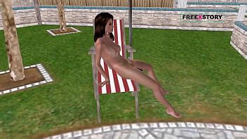 An Animated 3D Cartoon Porn Video A Cute Girl Masturbating Using Bottle Near Swimming Pool