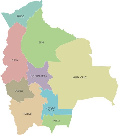 Vector map of Bolivia with departments and administrative divisions