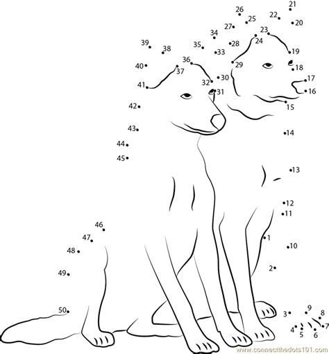 Two Dogs Together Dot To Dot Printable Worksheet Connect The Dots