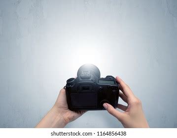 Naked Hand Photo Shooting Empty Grey Stock Photo 1164856438 Shutterstock