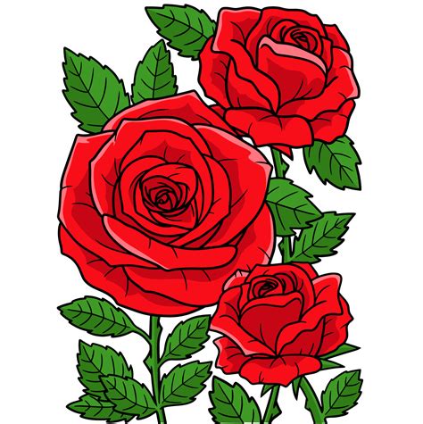 Rose Flower Cartoon Colored Clipart Illustration 8823049 Vector Art at ...