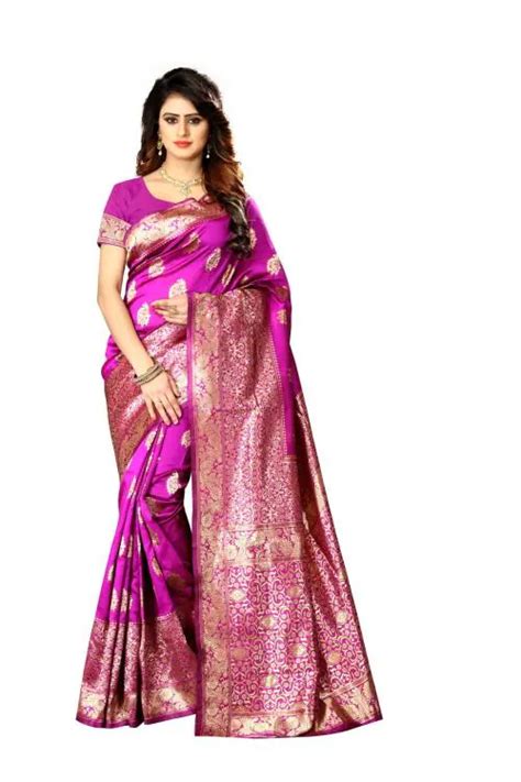 Buy Anjaneya Sarees Pink Designer Banarasi Silk Saree Online At Best