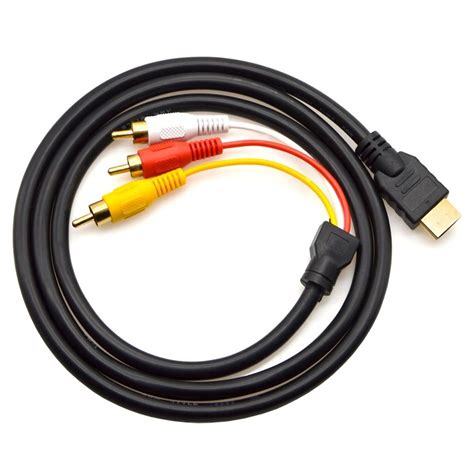 Male Hdmi To Rca Av Composite Adapter Cable M