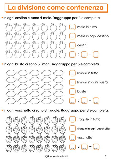 La Divisione Come Contenenza Schede Didattiche Per La Classe Seconda