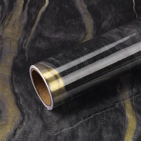 VEELIKE Black Gold Marble Contact Paper For Countertops Waterproof Peel