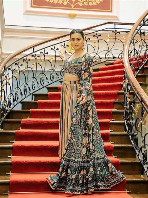 Tejasswi Prakash Turns Heads In Ethnic Co Ord Set With Cape See