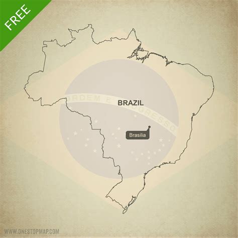 Free Vector Map of Brazil Outline | One Stop Map