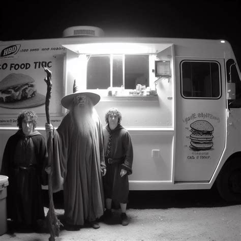 Trail Cam Footage Of Gandalf Merry And Pippin Outside A Food Truck In