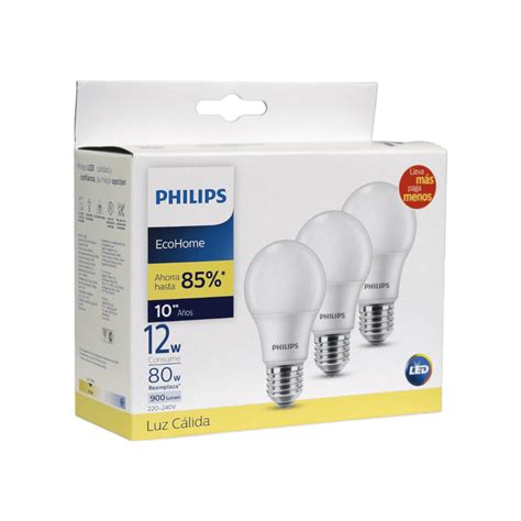 Ripley Pack Philips Ampolletas Eco Home Led Bulb W E Luz C Lida