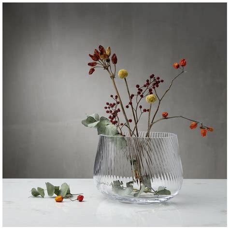 Nude Glass Opti Modern Classic Crystal Ripple Patterned Vase